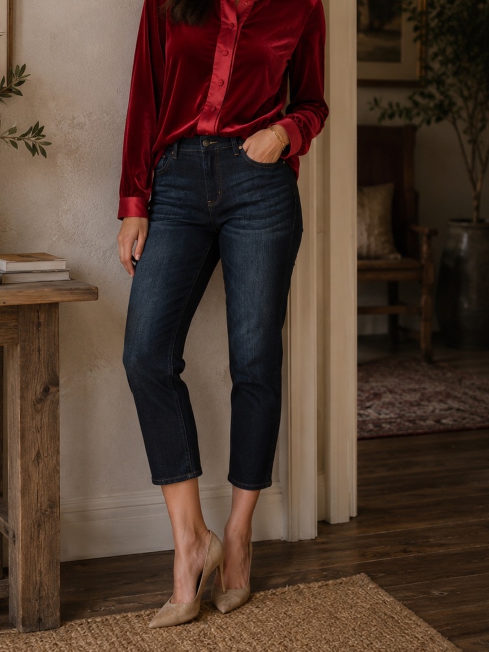 LEE Rider Elastic waist Cropped Jeans Trousers